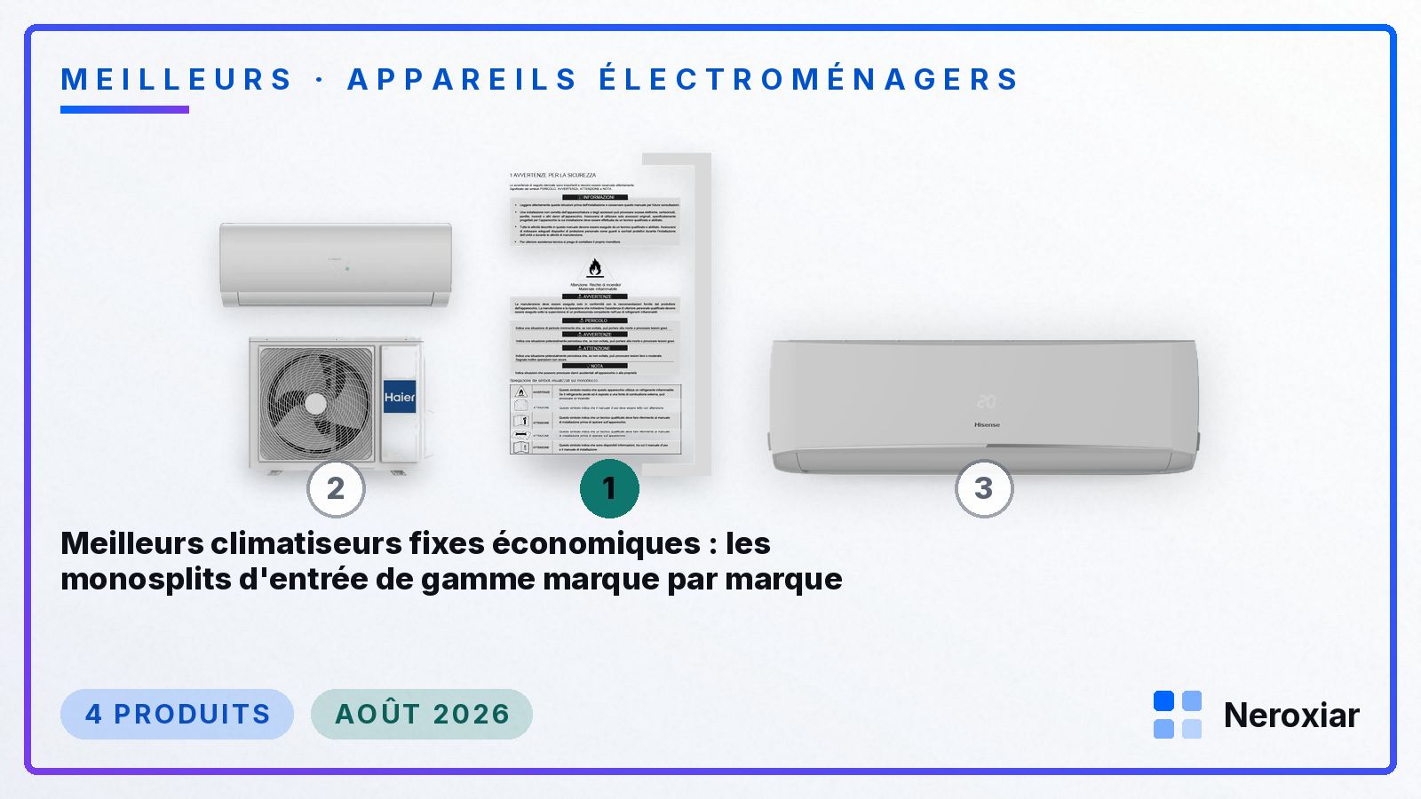 Meilleurs climatiseurs fixes économiques : les monosplits d'entrée de gamme marque par marque (Août 2026)