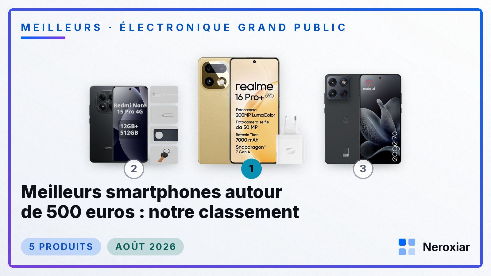 Meilleurs smartphones autour de 500 euros : notre classement (Août 2026)