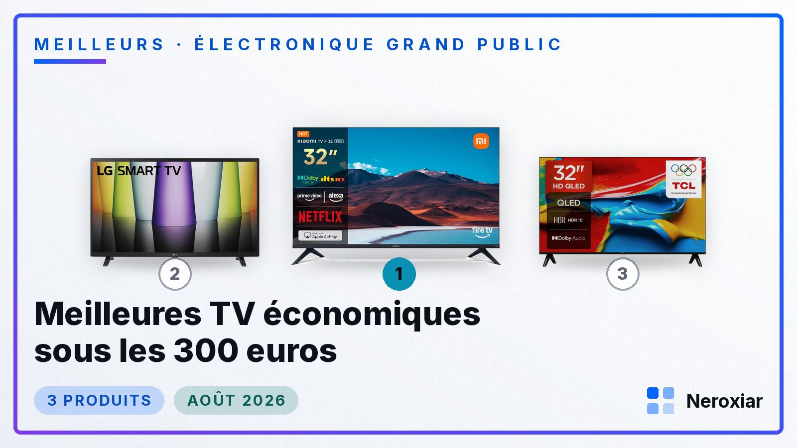 Meilleures TV économiques sous les 300 euros (Août 2026)
