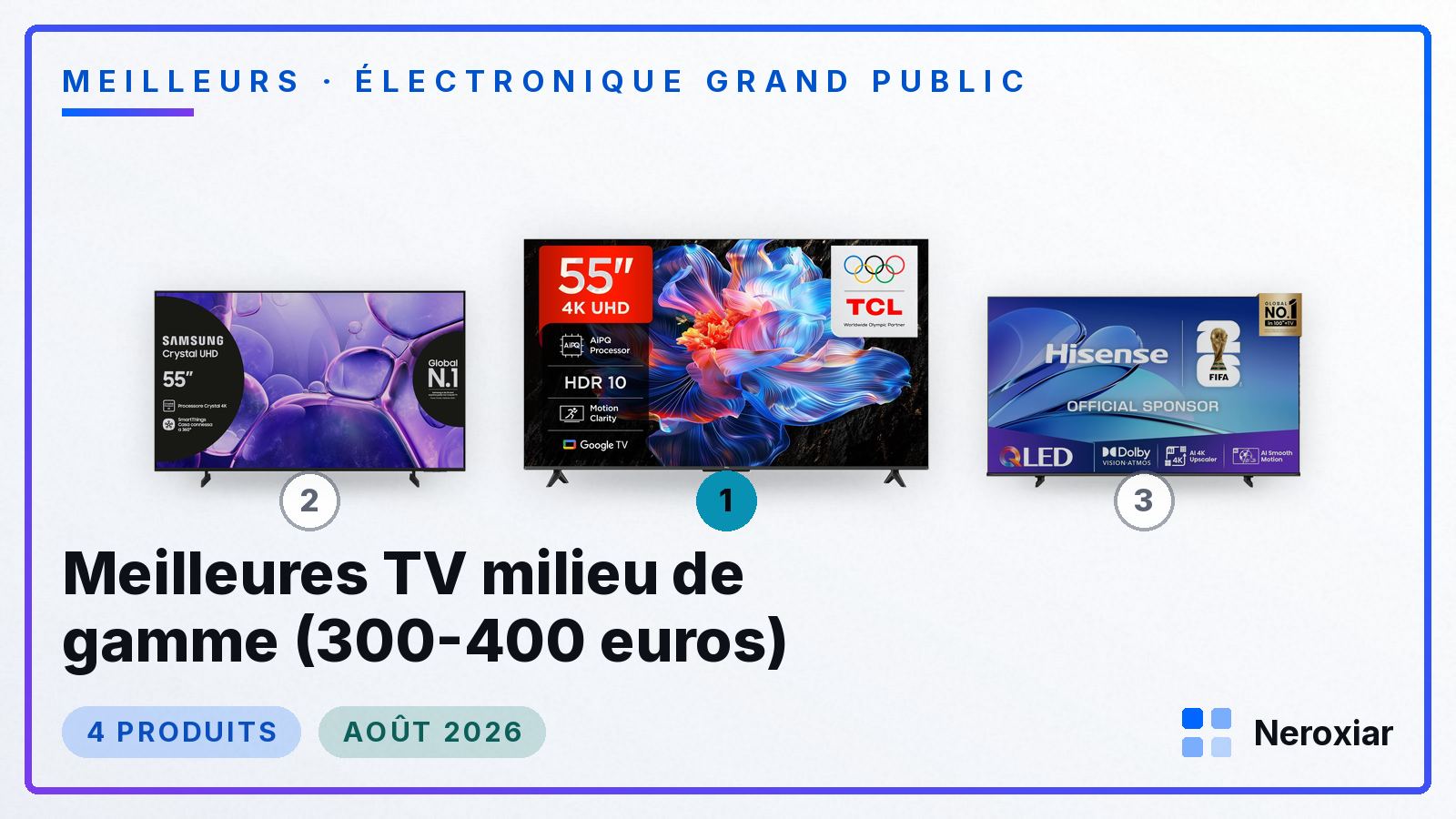 Meilleures TV milieu de gamme (300-400 euros) (Août 2026)