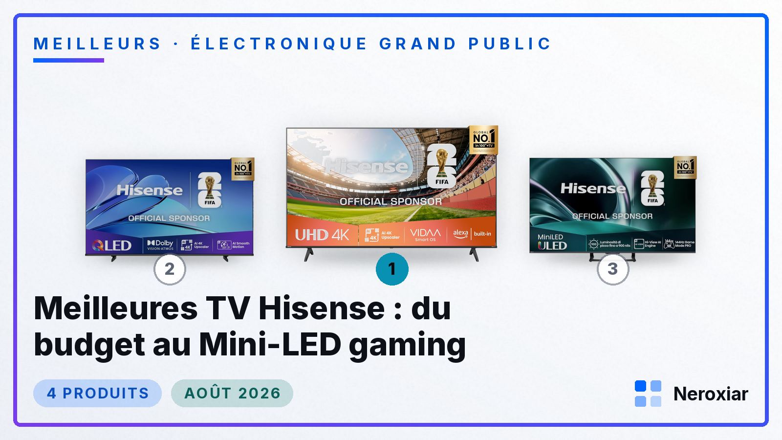 Meilleures TV Hisense : du budget au Mini-LED gaming (Août 2026)