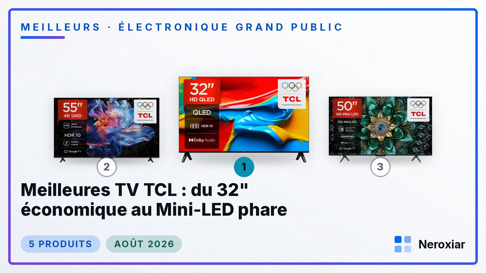 Meilleures TV TCL : du 32" économique au Mini-LED phare (Août 2026)